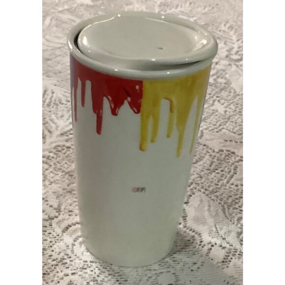Starbucks Band Of Outsiders Rainbow Drip Ceramic Traveler Mug + Lid 2014 - Picture 3 of 6